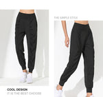 Hearuisavy Yoga Pants Loose Slim Quick-Dry Yoga Pants Pleated Hem Bound Running Fitness Capris Pockets Jogging Pants Woman