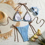 Sexy Micro Bikini 2025 Women Beige Brown Pink Weave Bandage Cross Crochet Swimsuit Brazilian Beach Bathing Suit Thong Swimwear