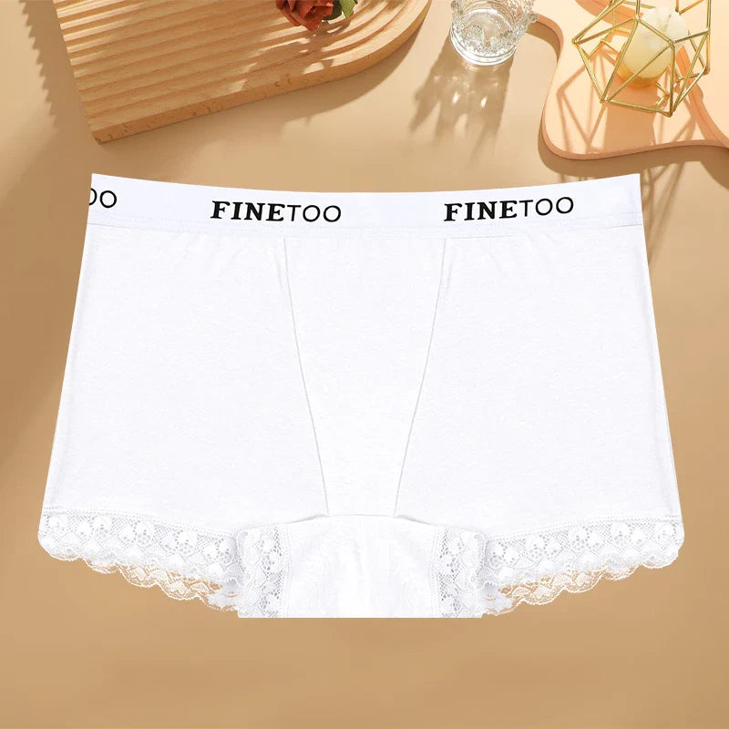 Women's Cotton Lace Boyshorts Sexy Letter Belt Breathable Boxer Panties High Waist Stretch Briefs Comfortable Sport Shorts S-XXL