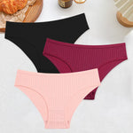 3PCS Women's Cotton Briefs Panties Female Sexy Low Waist Underwear M-XL Breathable Panty Girls Comfortable Intimates Lingerie