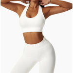 Sexy Halter Yoga Bra Gym Workout Push Up Running Sports Underwear Gathering Sports Vest Beautiful Back Fitness Top