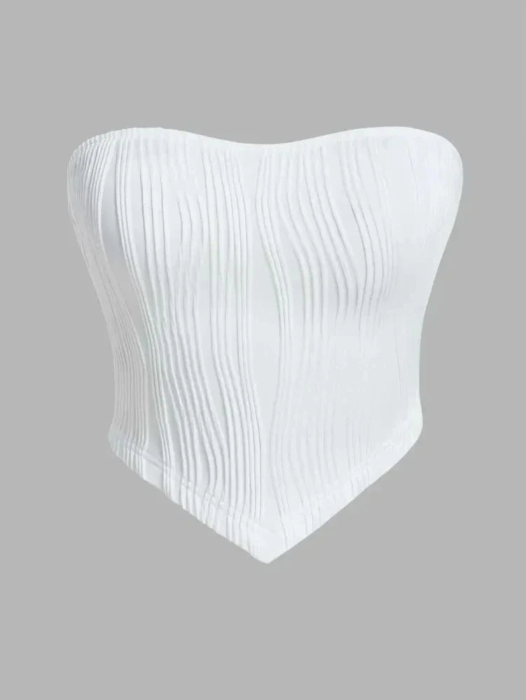 Sexy Off The Shoulder Tube Top Women Summer 2024 Solid Rib Knit Strapless Sleeveless Backless Crop Top Streetwear Y2K