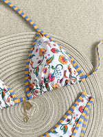 Sexy White Floral Print Micro Bikini 2026 Women Brazilian Push Up Bra Thong Swimsuit Beach Bathing Suit Holiday Swimwear Biquini