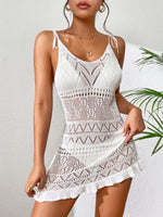 Halter Dress Clothes Women Summer Solid Color Sleeveless Knitted Cover Up BacklessStylish Beach Dresses