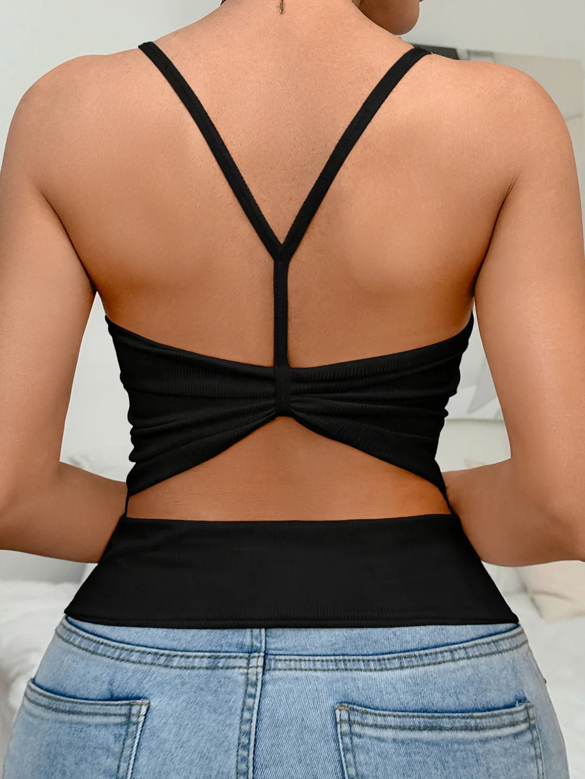 Summer Women's Sleeveless Tank Top Ribbed and Padded Bra Solid Crisscross Back Vest Tank Top Female Vest Tops Camis