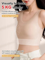 Women's Large Breasts Underwear Wide Shoulder Invisible Corset Antibump Thin Underwear Full Cup Vest Traceless Bra with Bra Pads