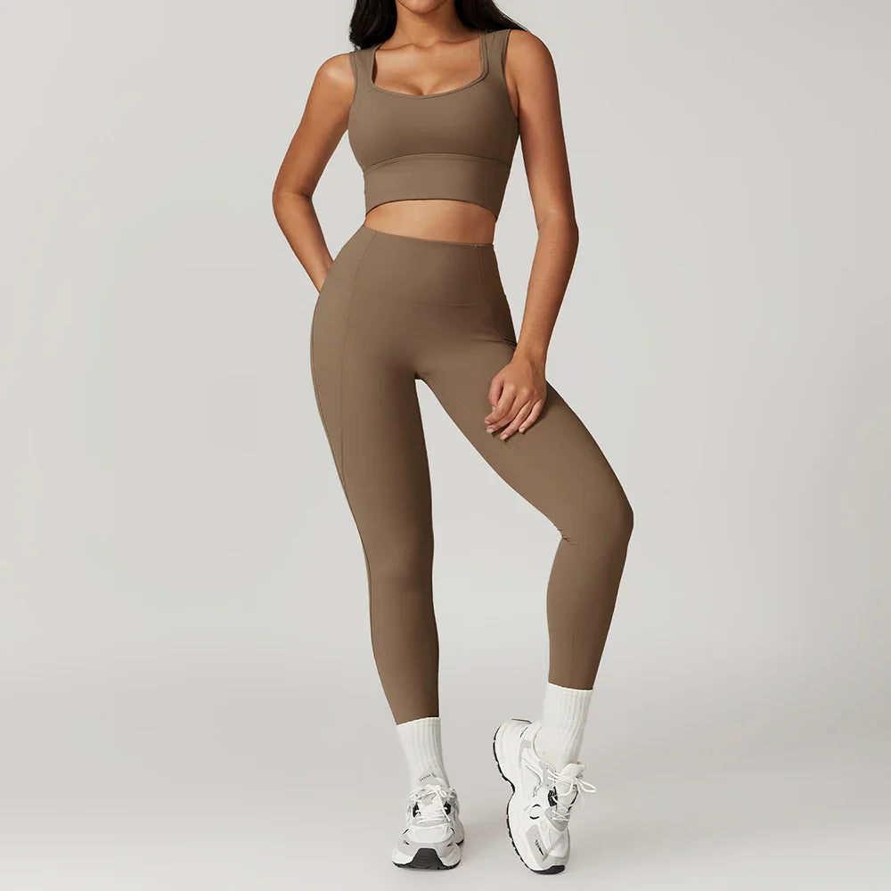 2 Pieces Yoga Suit Women Sexy Tight-Fitting Fitness Sports Set Gym Bra Elasticity High Waist Leggings Female Athletic Wear 8793