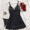 Transparent Lace Nightgown Sexy Sleepwear Female Exquisite Homewear V-neck Bra Thong Set Sleeveless Nightdress Hot Tulle Dress test