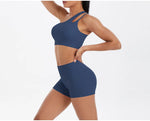 2PCS Yoga Set Women Gym Sports Suits Fitness Bra Crop Top Workout Clothes Female Athletic Wear Push Up Shorts Sportswear