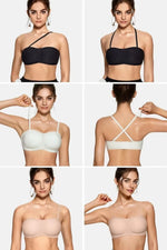 Women's Strapless Bra with Push-up Support Non-slip Bra Comfortable and Breathable Solid Color Bra for Women