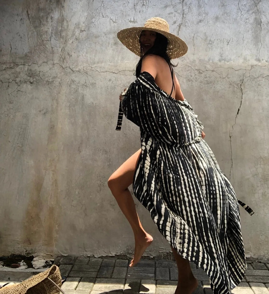 Beach Cover Ups for Swimwear Women Black Tie Dye Kimono Swimsuit Cape Summer Dress 2022 Beachwear Outfits Sales