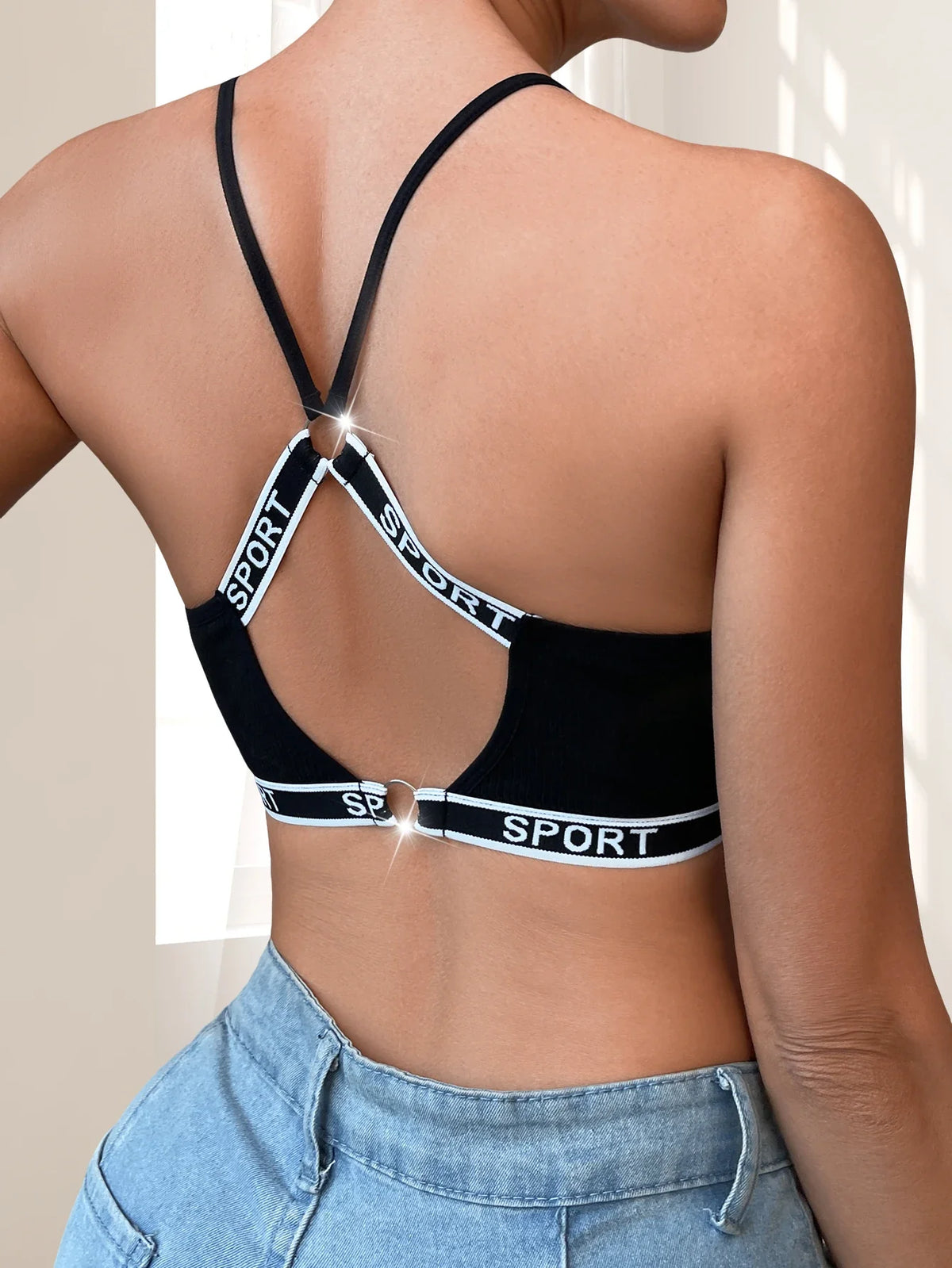1pcs New Style Letter Decor Women's Bras Wire-Free Padless Women Underwear Breathable Sexy Lingerie Yoga Sport Women's Bras