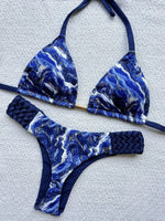 Sexy Vintage Print Bikini Set 2025 Women Orange Cut Out Weave Thong Swimsuit Bather Bathing Suit Two Piece Swimwear Biquini