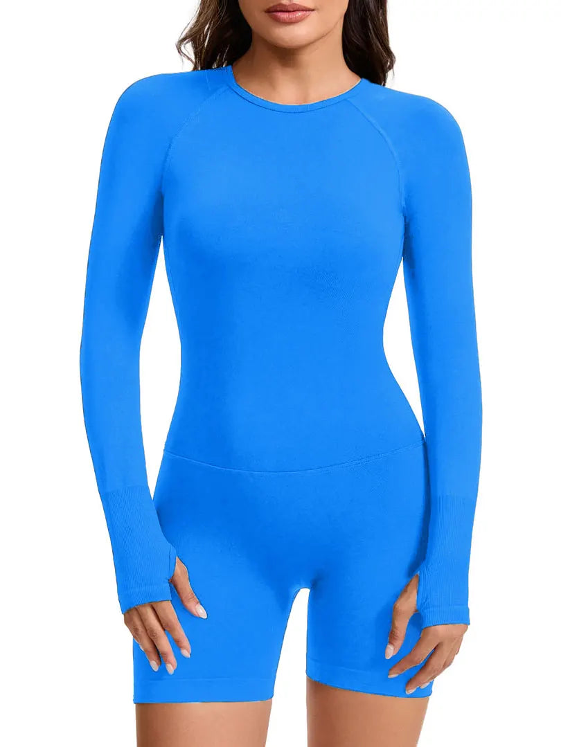 NCLAGEN Impact Long Sleeve One Piece Gym Clothes Women Yoga Playsuit Fitness Workout Jumpsuit Backless Set Siamese Sportswear