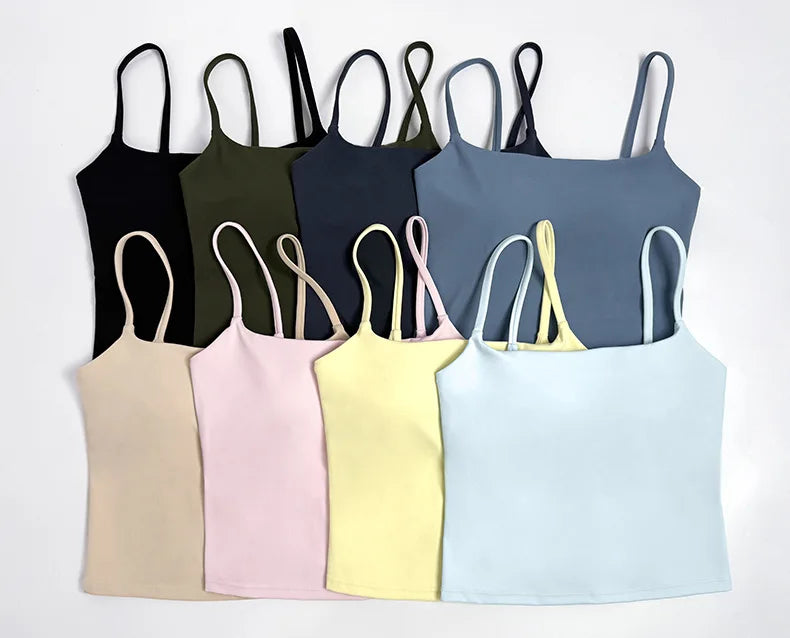 NCLAGEN GYM Tank Top With Built In Bra women's Yoga clothingrunning Square Neck fitness vest beautiful back sports Workout