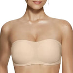 Women's Strapless Bra with Push-up Support Non-slip Bra Comfortable and Breathable Solid Color Bra for Women