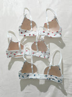 3-Pack Everyday Sweet Women's Bras Simple Solid Color Floral Print Thin Cup Patchwork Ribbed Push-Up Bra with Underwire Bra