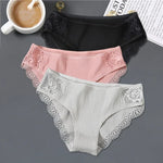 New 3Pcs/set Women's Cotton Panties M-2XL Women Patchwork Lace Underwear Sexy Low Waist Briefs Ladies Comfortable Underpants