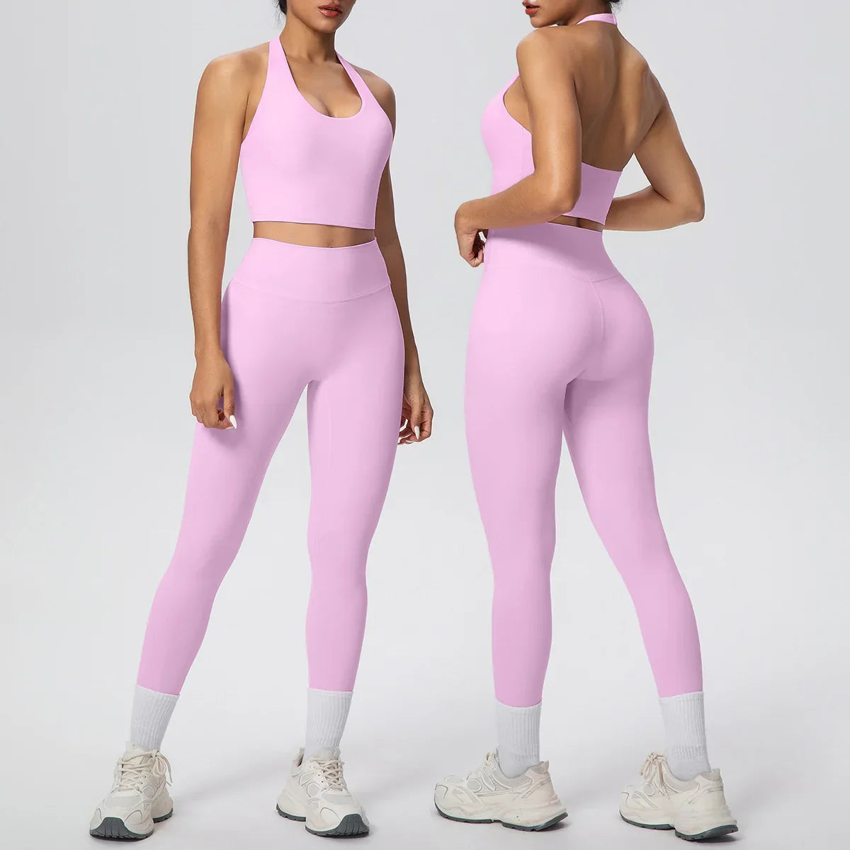 Yoga Clothing Set Women's High Waisted Leggings and Top 2 Piece Seamless Fitness Exercise Clothing Gym Sportswear Tracksuits