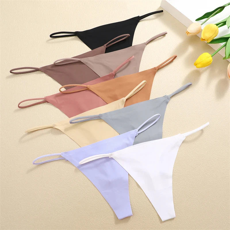 10Pcs/Set Seamless Thong Women Thin Strap Low Waist High Flexibility Panties Underwear Ladies Briefs T-back Comfortable Women