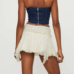 Women's Solid Color Gothic Mini Skirts Lace Ruched High Waist Skirts Spring Summer Irregular Hem Casual Skirts