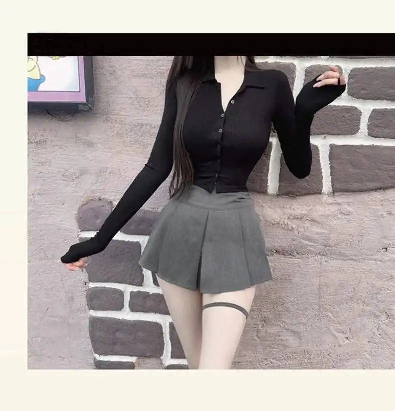 WOMENGAGA Korea Style Sexy Slim High Waist Strap A-line Half Length Skirt Fashion Women Skorts JK Sweet 2023 NewOW3W