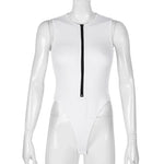 Zipper Bodysuit Sexy Bodysuit Women's Fashion Bodycon Body Basic Top Sleeveless Summer Bodysuit Jumpsuit One Piece
