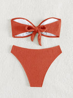 Sexy Bandeau Bikinis Sets Women Metal Ring Linked Push Up Micro Swimsuit 2025 Solid Bathing Suit Thong Swimwear Trajes De Baño