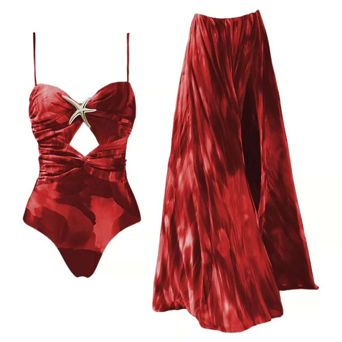 Cut Out Swimsuit And Cover Up Sexy Swimwear Women Floral Stars Swim Suit Push Up Bikini Bathingsuit Sliming Bodysuit Beachwear