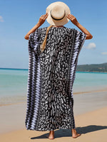 2025 Loose Boho Style Maxi Dress Print Face Swim Suit Cover-up Bohemian Dress Robe Plage Kaftan Maxi Dress Beach Wear Tunics
