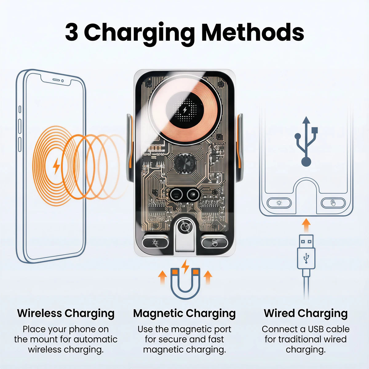 For 2015-2017 Hyundai Sonata LF Car Phone Holder Wireless Charger Magsafe Holder Auto Clamping Strong Magnet Car Accessories