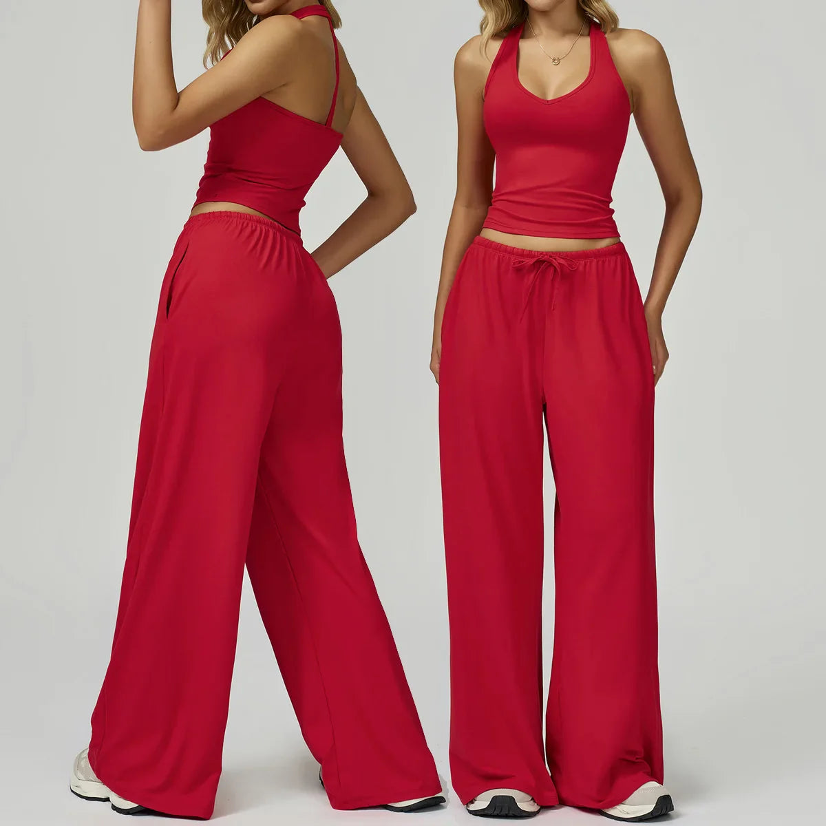 New Women Yoga Set 2/3 Pieces Long sleeves Workout Tracksuit Sportswear Gym Clothing Wide-leg sport pants Fitness Sports Suit