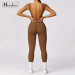 Seamless One-piece Suit Women Sports Jumpsuit Push up Yoga Suit Backless Sportswear Set Women Sleeveles Workout Bodysuits Female