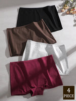 4Pcs/Set Women's Cotton Boxers Panties Seamless Sports Underwear Female Solid Color Cozy Lingerie Intimate Underpants XS-XL