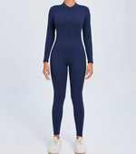 Hearuisavy Summer V Back Sports Jumpsuit Yoga Clothes Rompers Women Long Sleeveles Workout Bodysuits Backless One-piece Suit
