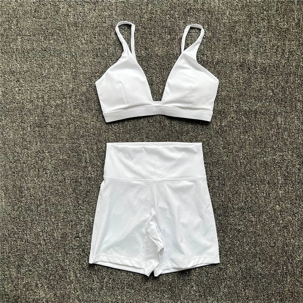 1/2PCS Women's Contour Crop Sport Bra Yoga Sets High Waist Scrunch Fitness Push-Up Gym Workout Shorts Running Active Suits XP187