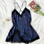 Sexy Pajamas Women's Lace Suspender Nightdress Silk Thin Dress Lingerie Women Nightgowns Sexy Solid Nightwear Summer Loungewear