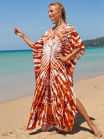 2025 Loose Boho Style Maxi Dress Print Face Swim Suit Cover-up Bohemian Dress Robe Plage Kaftan Maxi Dress Beach Wear Tunics