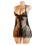 Summer Women Underwear Set Lace And Mesh Flower Babydoll Dress Woman See Through Nightdress V-neck Open Bra Sleep Skirt Nighties