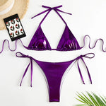 Sexy Brozing Gold Bikinis Sets Women Push Up Micro Bikini Swimsuit 2026 Brazilian Beach Bathing Suit Tie Side Triangle Swimwear