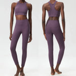 Yoga Set 2 Pieces Women's High Waisted Leggings Sports Vest Exercise Clothing Workout Outfits Fitness Sportswear Gym Tracksuit
