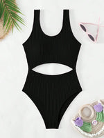 Sexy White One Piece Swimsuit Women New Hollow Out Swimwear 2024 Ribbed Bathing Suit Push Up Monokini Beach Swimming Suit Summer