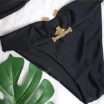 Sexy Solid Black Bikini 2024 New Women Off Shoulder High Cut Push Up Padded Rhinestone Swimwear Brazilian Bathing Suit Swimsuit
