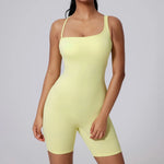 Women's Short Tracksuit One-Piece Sportswear Gym Workout Clothes Fitness Jumpsuit Stretch Bodysuit Yoga Suit Sports Playsuit