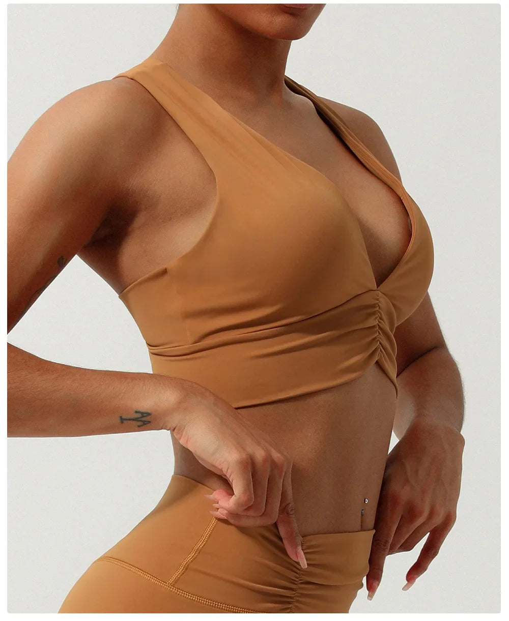 Female Cross Strap Sports Vest Bras For Women Bra High Strength Gym Underwear Sexy With Pad Bra Push Up Tops Workout Lingerie