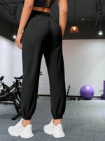 Loose running and fitness pants, women's side pockets, outdoor casual sports pants, ankle tied yoga pants