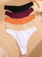5Pcs Women Sexy Cotton Thongs Female Bikini Panties G-String Underwear Thongs Striped Panties Female Underwear T-Back Intimat