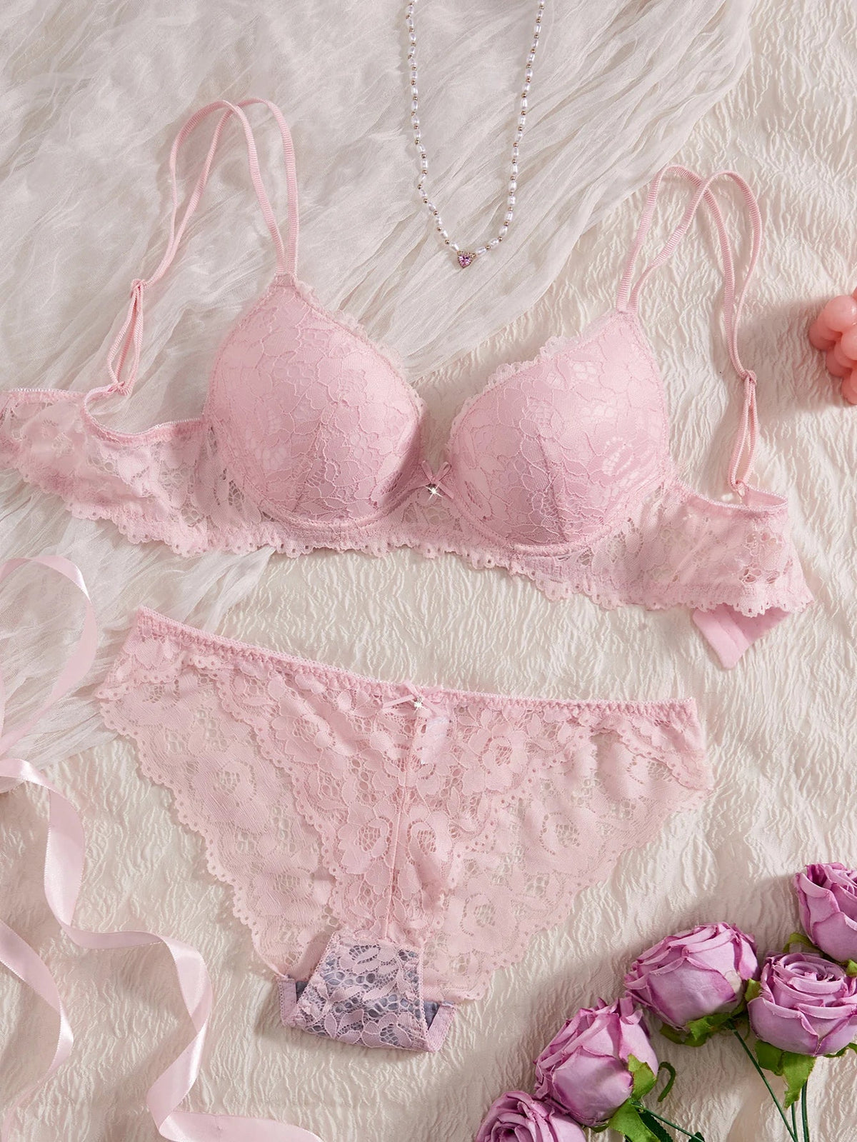 Single of Women's Underwear Set Sexy Lace Patchwork with Push Up Bra Romantic Sheer Women's Panties