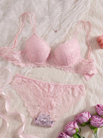 Single of Women's Underwear Set Sexy Lace Patchwork with Push Up Bra Romantic Sheer Women's Panties