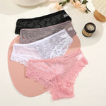 1PCS Bikini Lace Briefs Panties Women's Transparent Lingerie Sexy Female Underpants Floral Lace Perspective Waist Band Briefs